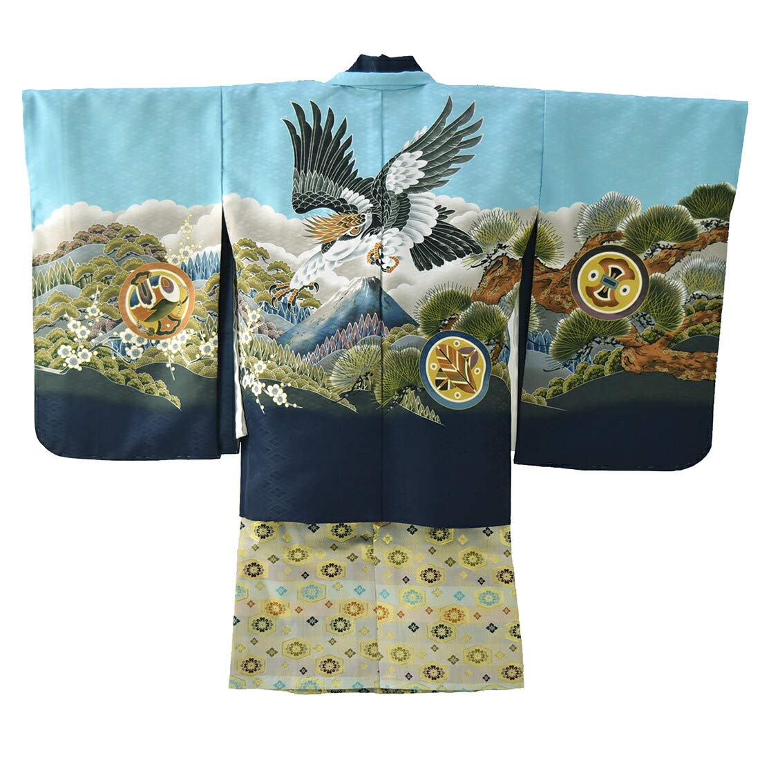 七五三五歳‼️美品❤️着物未使用しつけ糸付き‼️羽織豪快鷹金彩金箔煌びやか輝く‼️ Amazon | 七五三 着物 男の子 5歳 [なごみや] アンサンブル10点